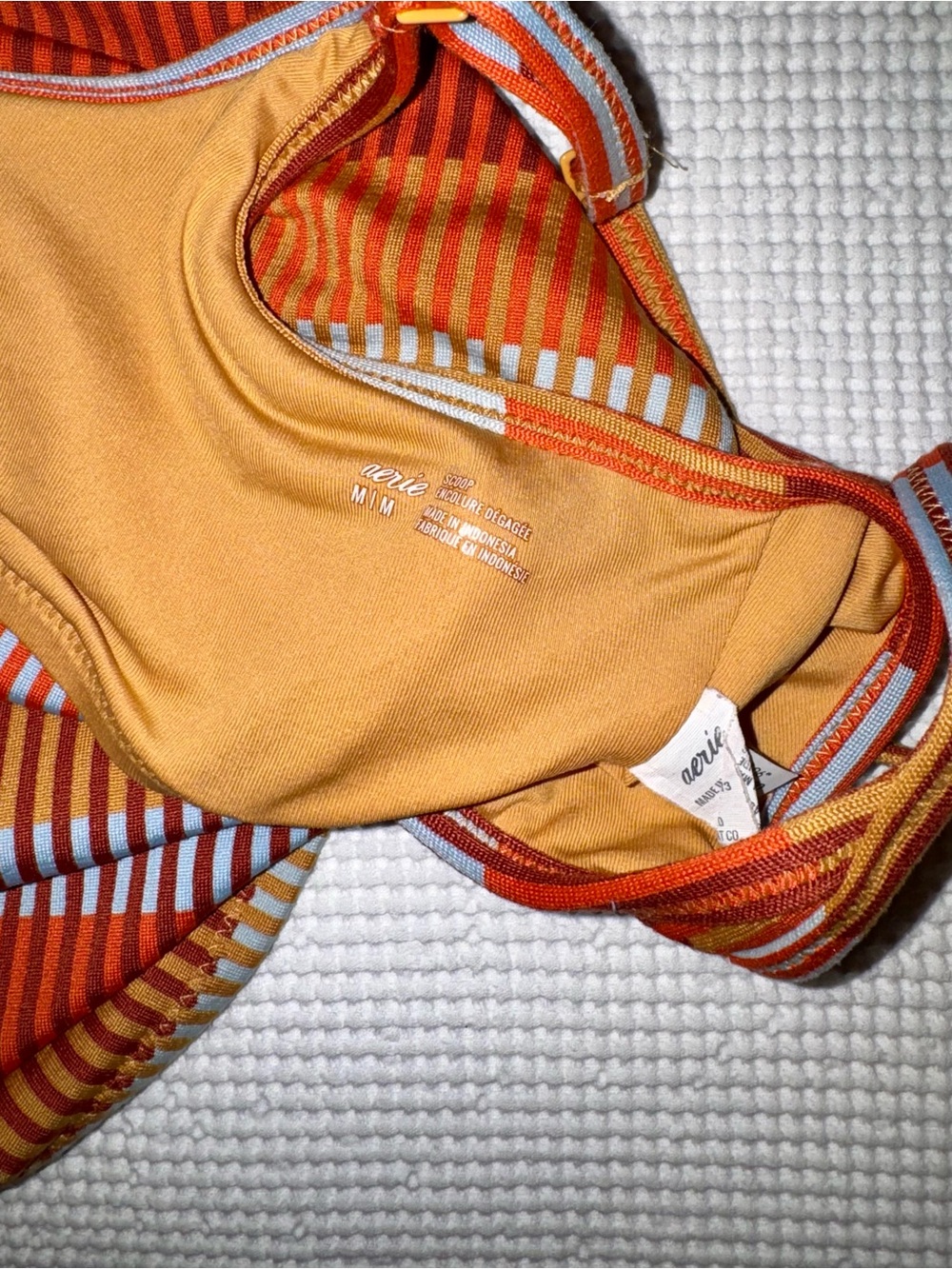 Aerie Jacquard Striped Longline Scoop Bikini Top Size Medium - Striped‎ - Picture 8 of 15